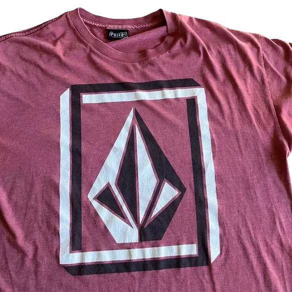 VTG Y2K Volcom Tshirt Adult Large Burgundy Classic Logo Skater Streetwear Surf - Picture 4 of 7